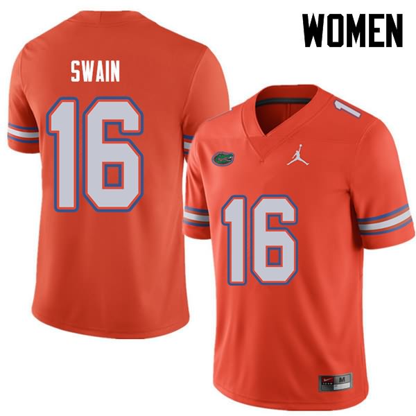 Women's NCAA Florida Gators Freddie Swain #16 Stitched Authentic Jordan Brand Orange College Football Jersey UJT8265HW